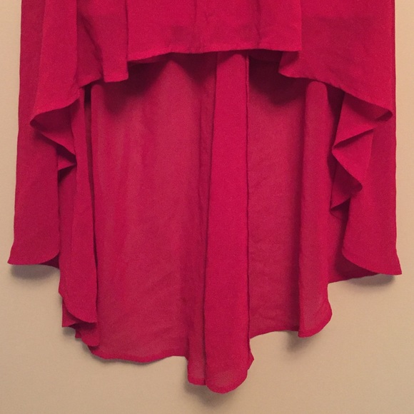 Red chiffon asymmetrical skirt - Picture 3 of 5
